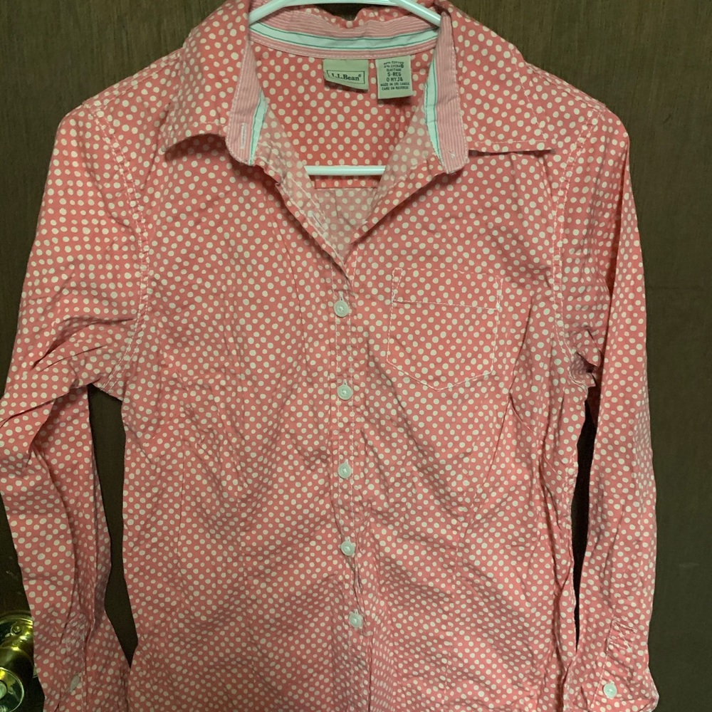 Ll bean polka dot button down